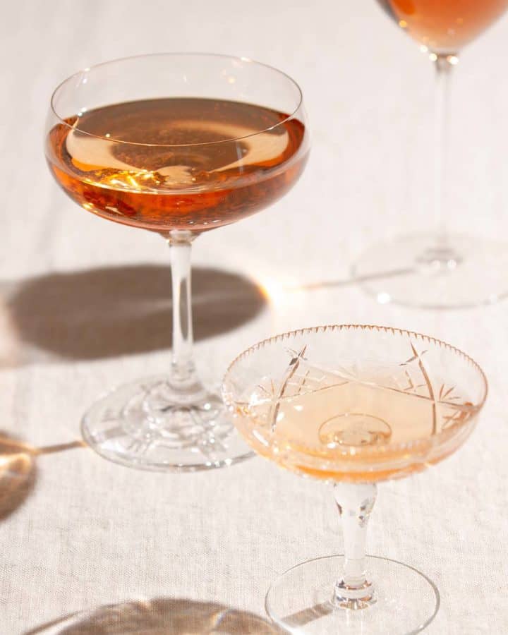 A selection of Rosé wine glasses.