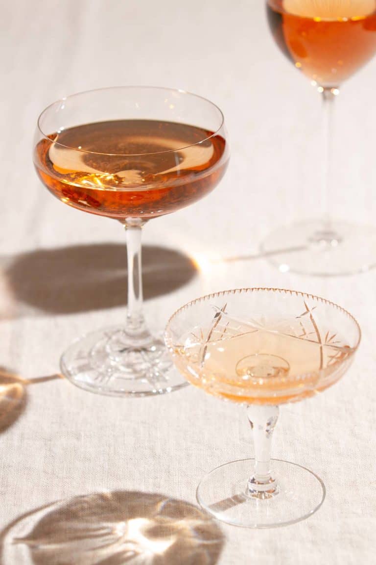 A selection of Rosé wine glasses.
